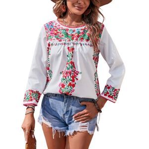 E-RÃ©tro White & Pink Floral Long Sleeve Crewneck Top Size XL